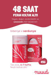 Nuud Rosemary x Geranium Stick 45g - 48 Saat Etkili, %100 Doğal & Vegan Parfümsüz Biberiye x Sardunya Kokulu Stick Deodorant